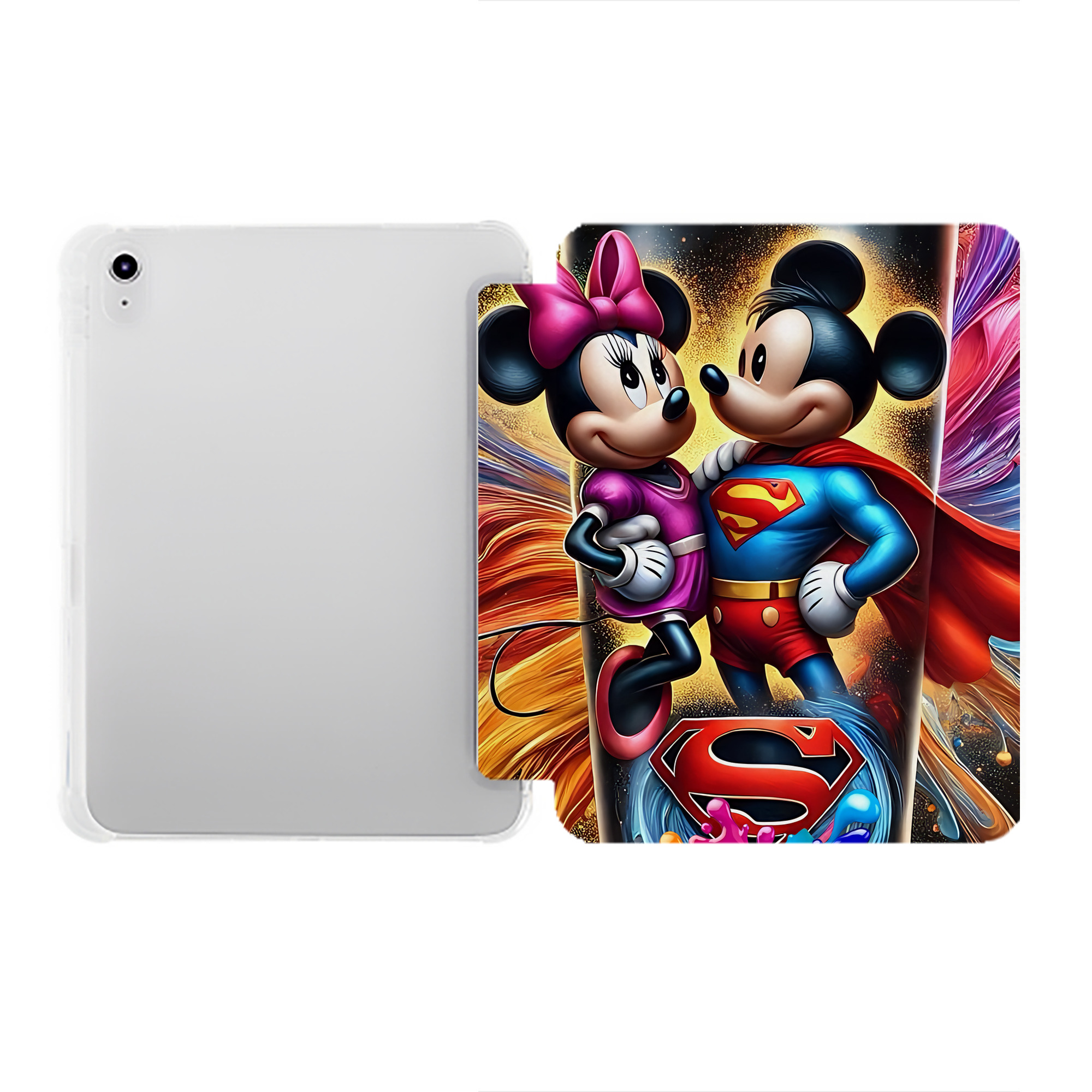 （画像用） ミッキーマウス Mickey Mouse IPad ケース ペン収納付き 三つ折りスタンド PUレザー×シリコン 対応機種9.5/10.5/10.9インチ